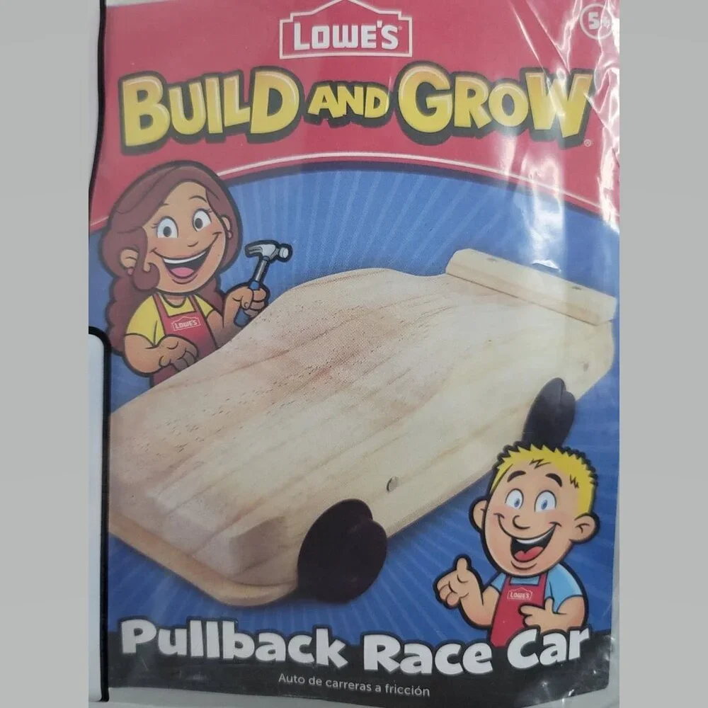Pullback‎ Race Car NEW Lowes Build and Grow Wood Toy Set Kit Kids KIY Vehicle